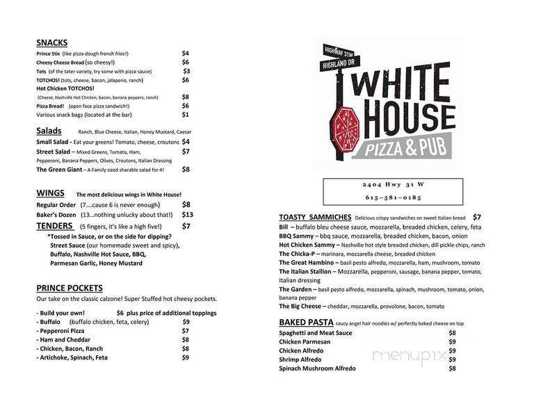 White House Pizza and Pub - White House, TN menu_pic