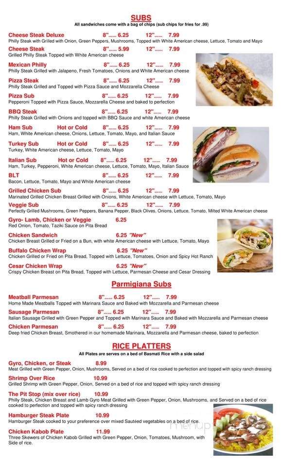 Pit Stop Pasta and Grill - Fancy Gap, VA menu_pic