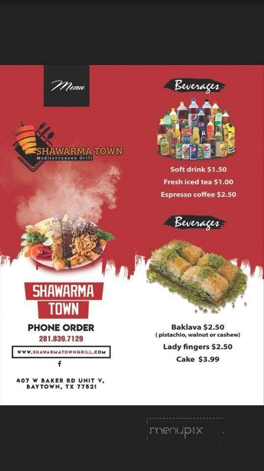 Shawarma Town - Baytown, TX menu_pic