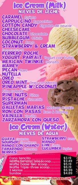 La Michoacana - Oak Lawn, IL menu_pic