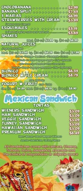 La Michoacana - Oak Lawn, IL menu_pic