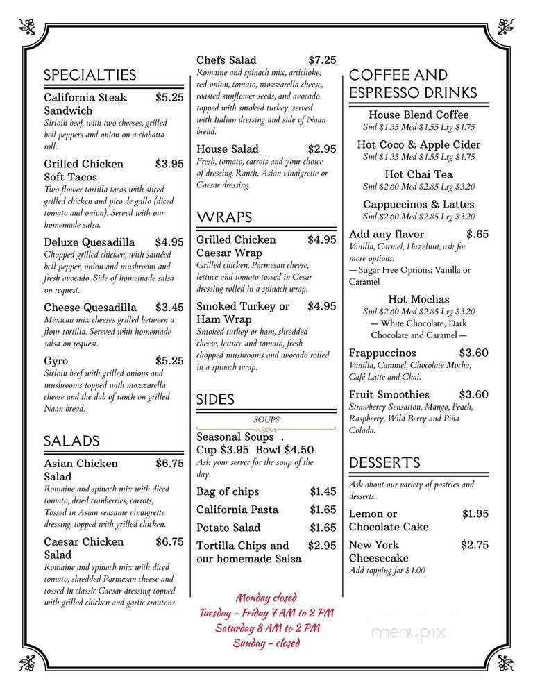 To The Last Drop Coffee Shop - Trenton, TN menu_pic