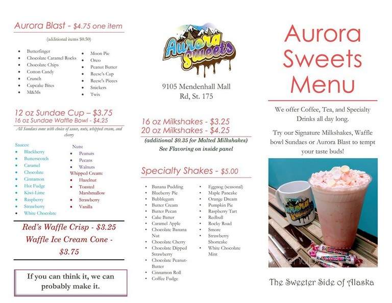 Aurora Sweets - Juneau, AK menu_pic