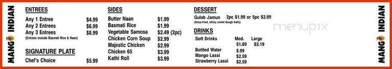 Mango Indian - Eau Claire, WI menu_pic