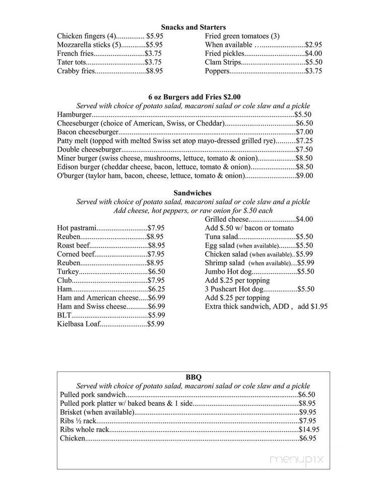 Eddie and the briquettes - Ogdensburg, NJ menu_pic