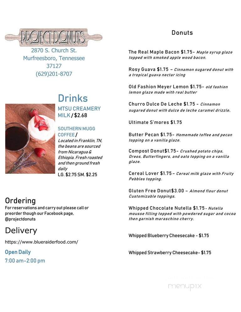 Project Donuts - Murfreesboro, TN menu_pic