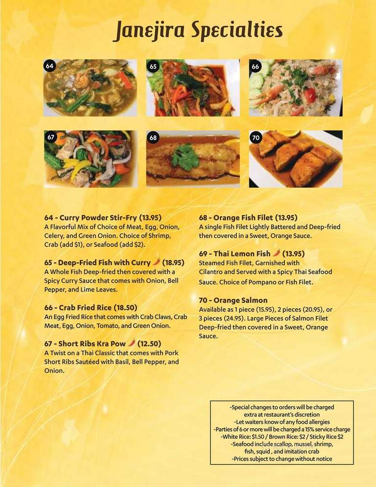 Janejira Thai Bistro - Pasadena, CA menu_pic