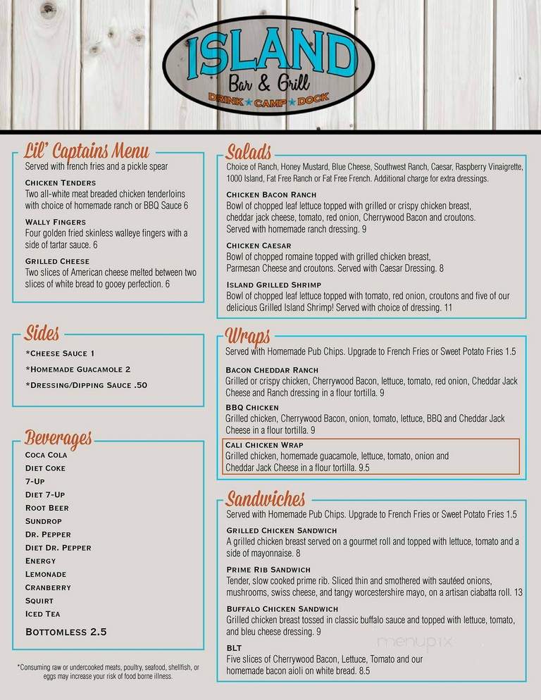 Island Bar and Grill - Fort Atkinson, WI menu_pic