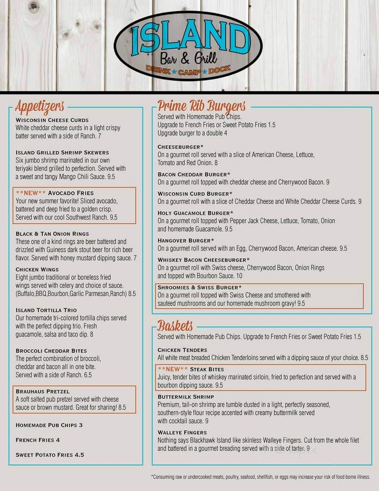 Island Bar and Grill - Fort Atkinson, WI menu_pic