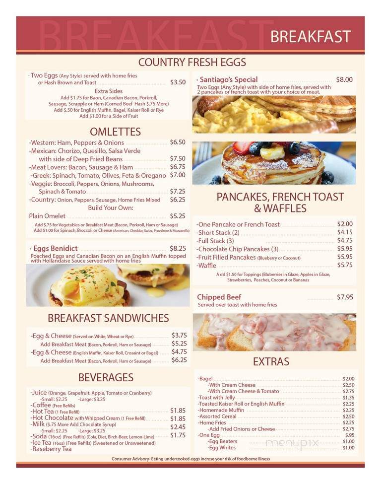 Santiago's Diner - Coopersburg, PA menu_pic