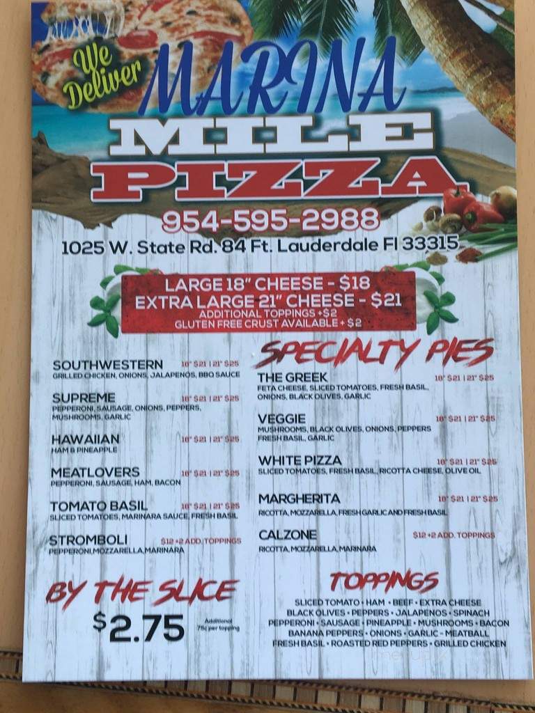 Marina Mile Pizza - Fort Lauderdale, FL menu_pic