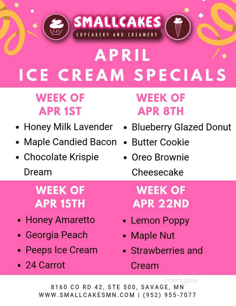 Smallcakes - Savage, MN menu_pic