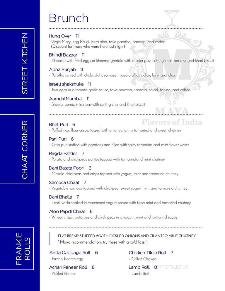 Maya Flavors of India - Boca Raton, FL menu_pic