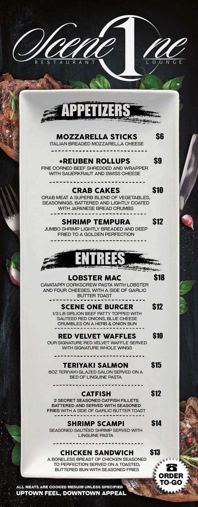 Scene 1 Restaurant and Lounge - Milwaukee, WI menu_pic