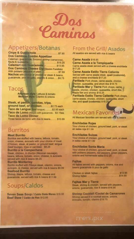 Dos Caminos - Casco, WI menu_pic