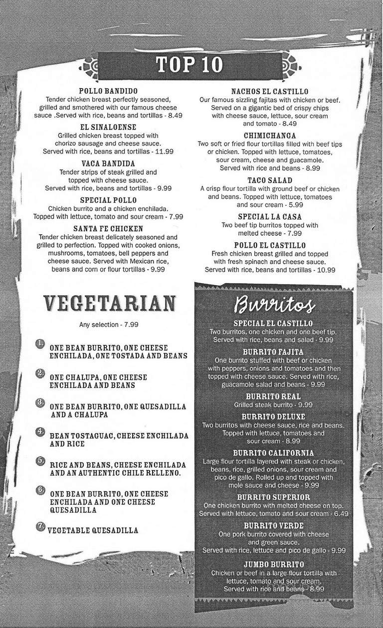 El Castillo - Jonesville, VA menu_pic