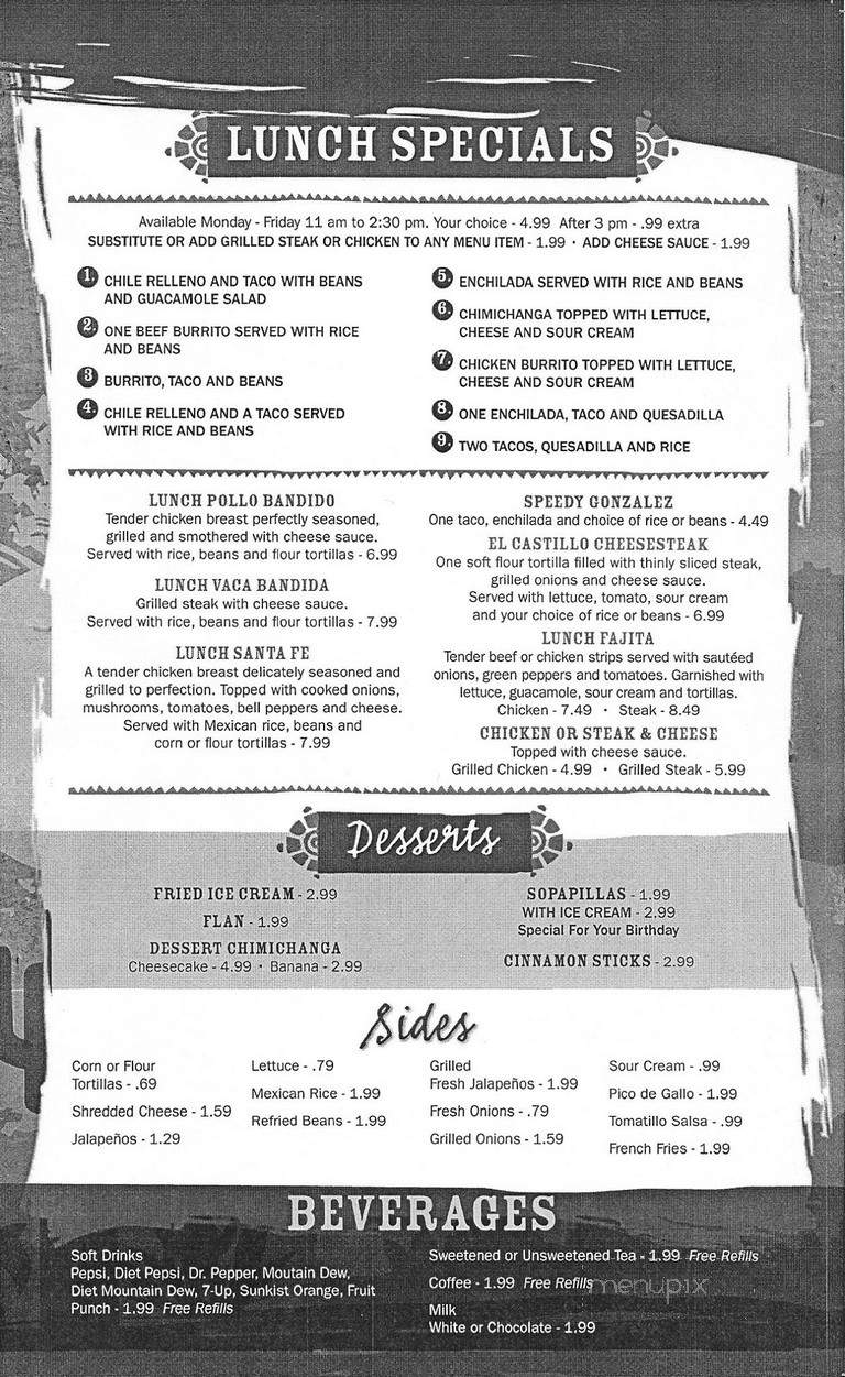 El Castillo - Jonesville, VA menu_pic