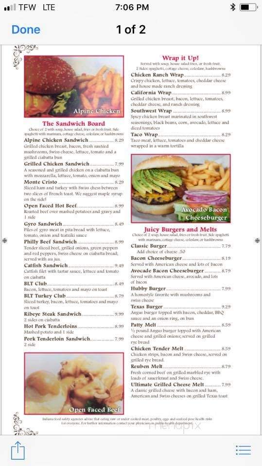 Friendship Diner - Evansville, IN menu_pic