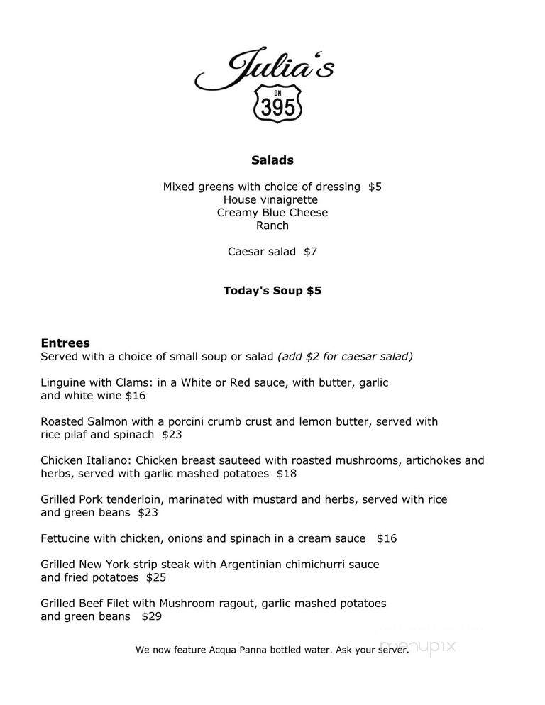 Julia's on 395 - Lakeview, OR menu_pic