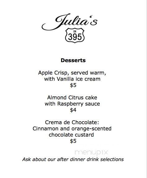 Julia's on 395 - Lakeview, OR menu_pic