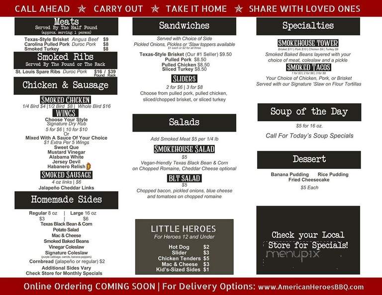 American Heroes Smokehouse - Brentwood, CA menu_pic