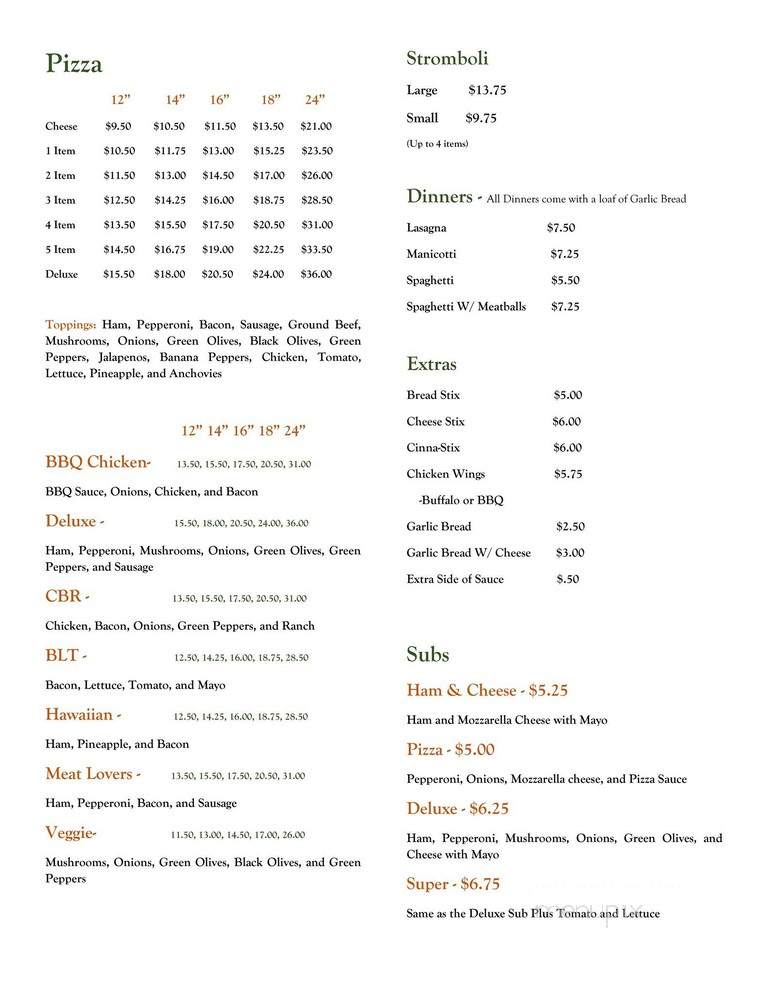 Lombardo's Sicilian Pizza - Muskegon, MI menu_pic