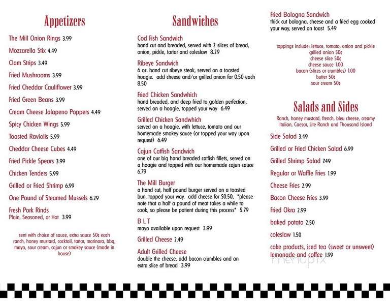 The Mill Bar and Grill - Sesser, IL menu_pic