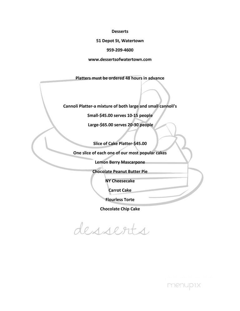 Desserts of Watertown - Watertown, CT menu_pic