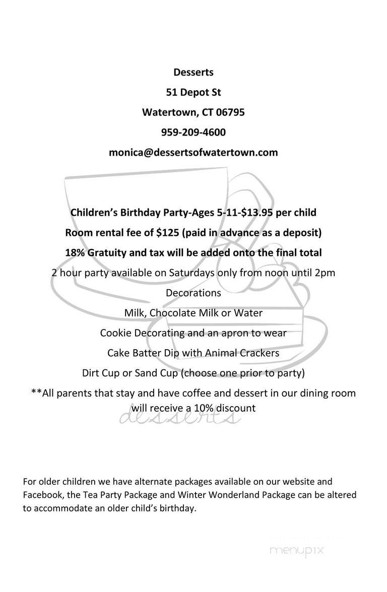 Desserts of Watertown - Watertown, CT menu_pic
