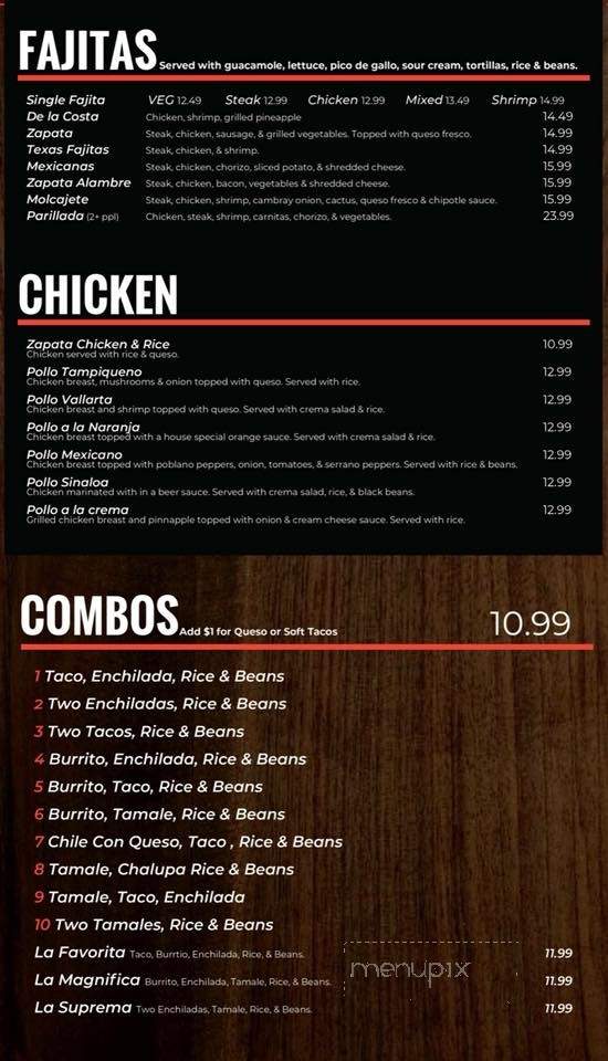 Zapata Tequila Bar & Grill - Springfield, MO menu_pic