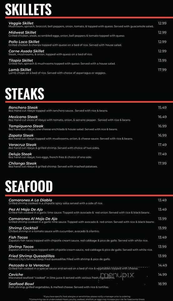 Zapata Tequila Bar & Grill - Springfield, MO menu_pic