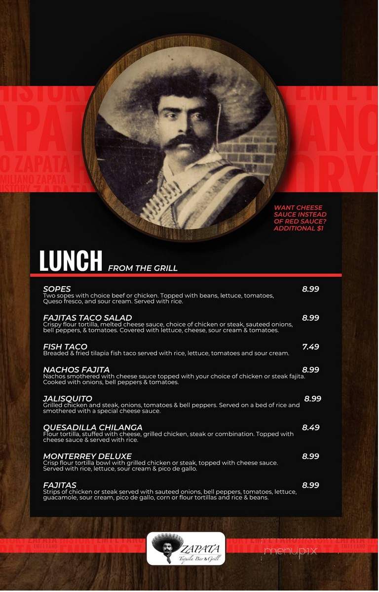 Zapata Tequila Bar & Grill - Springfield, MO menu_pic