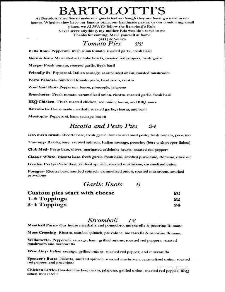 Bartolotti's - Springfield, OR menu_pic
