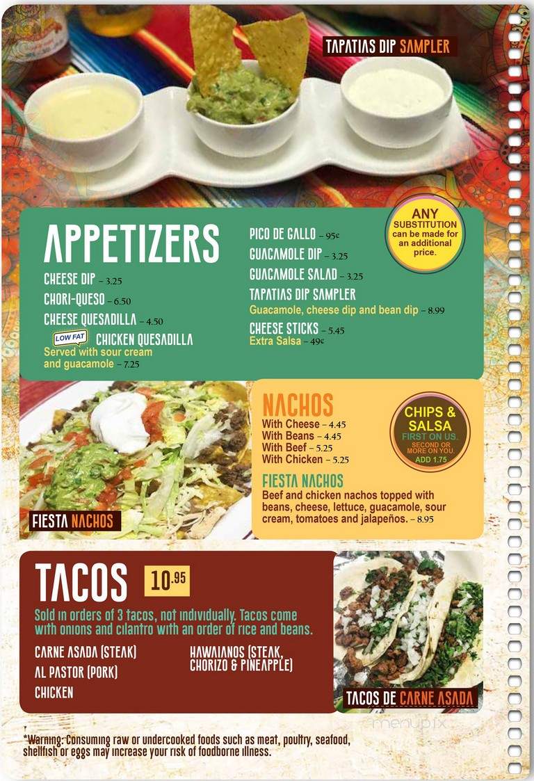 Online Menu Of Las Tapatias Mexican Sidney Oh