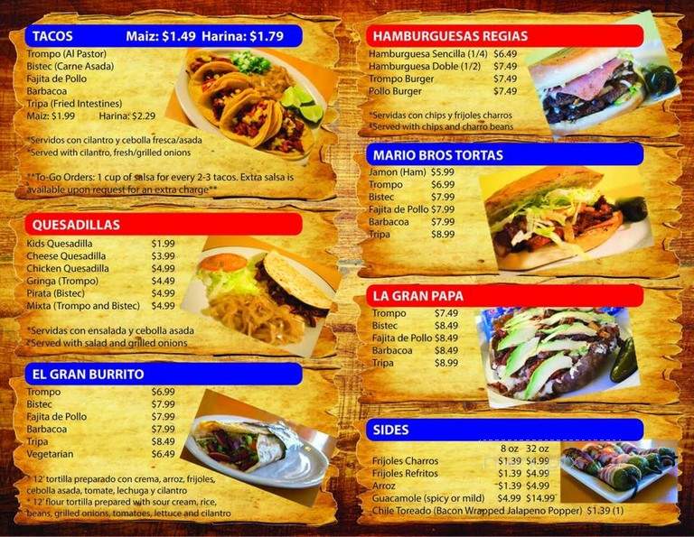 Tacos-O-Que? - Dallas, TX menu_pic