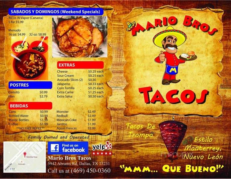 Tacos-O-Que? - Dallas, TX menu_pic