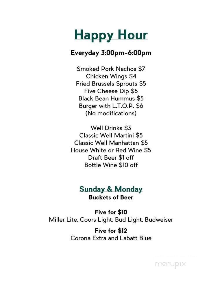 Fillmore Bar & Grill - Dexter, MI menu_pic