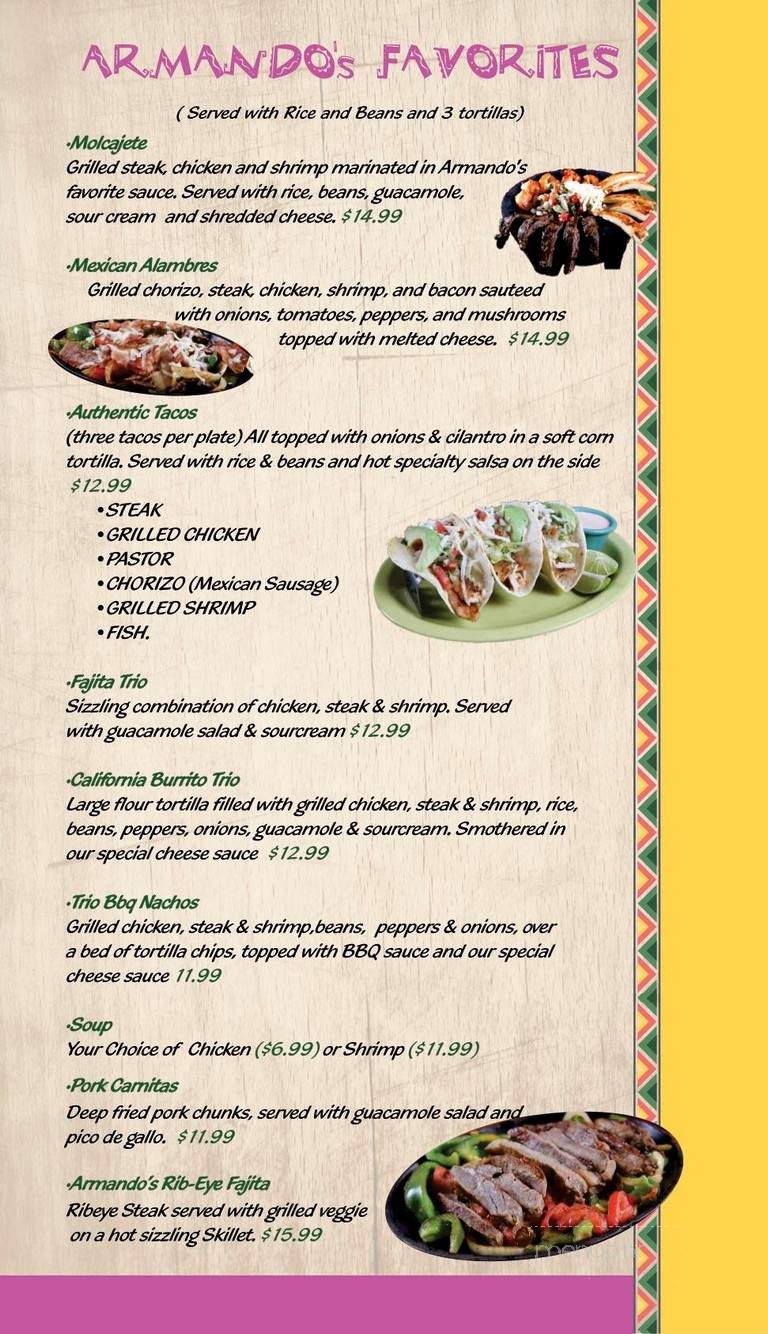 Armando's Mexican Bar And Grill - Live Oak, FL menu_pic