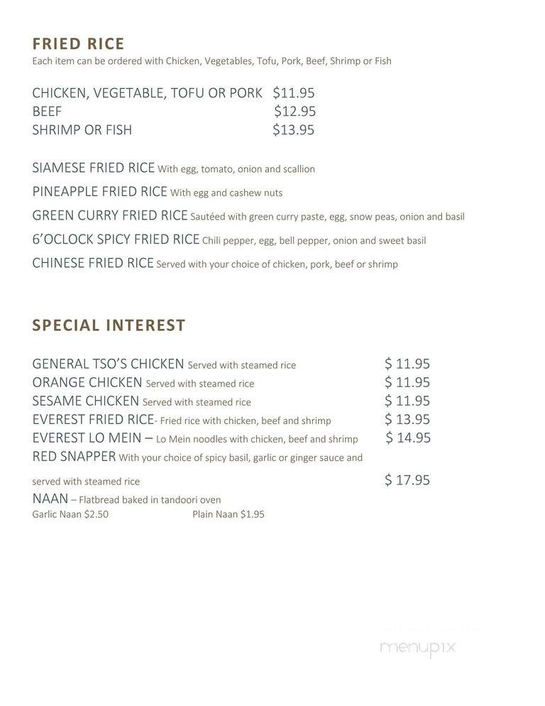 Everest Kitchen - Wendell, NC menu_pic