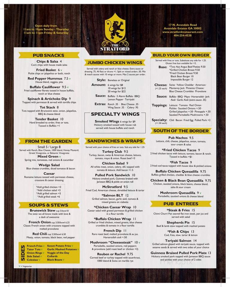 The Stratford - Avondale Estates, GA menu_pic