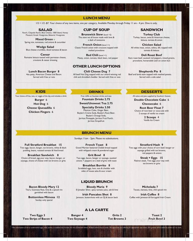 The Stratford - Avondale Estates, GA menu_pic