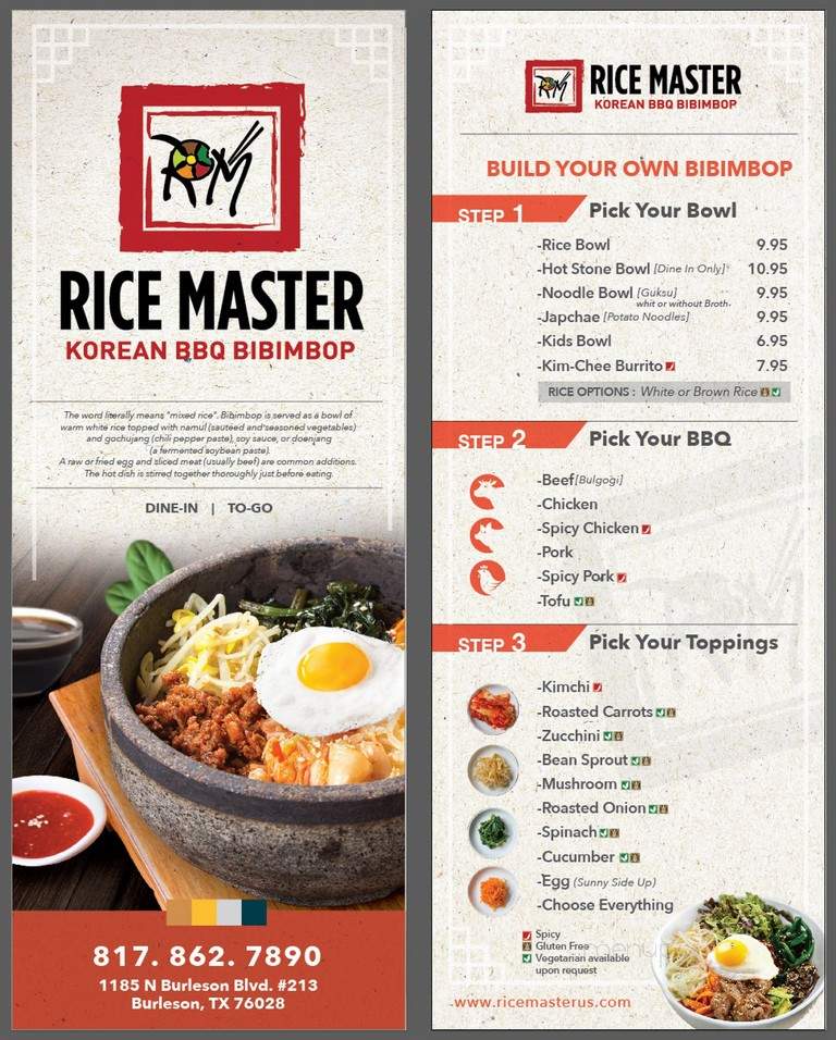 Rice Master - Burleson, TX menu_pic