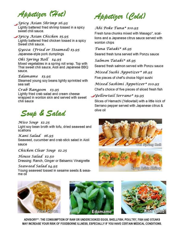 Okinawa Restaurant - Austell, GA menu_pic