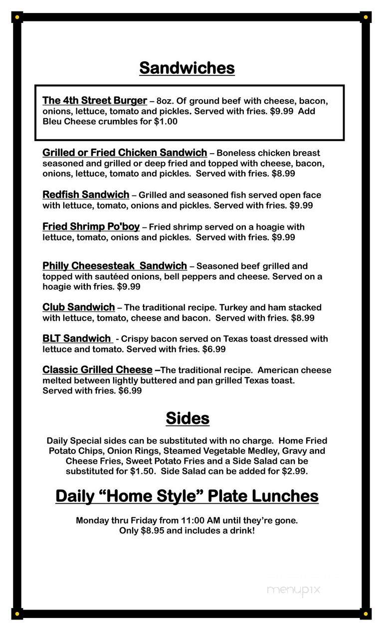 4th Street Bar - Hattiesburg, MS menu_pic