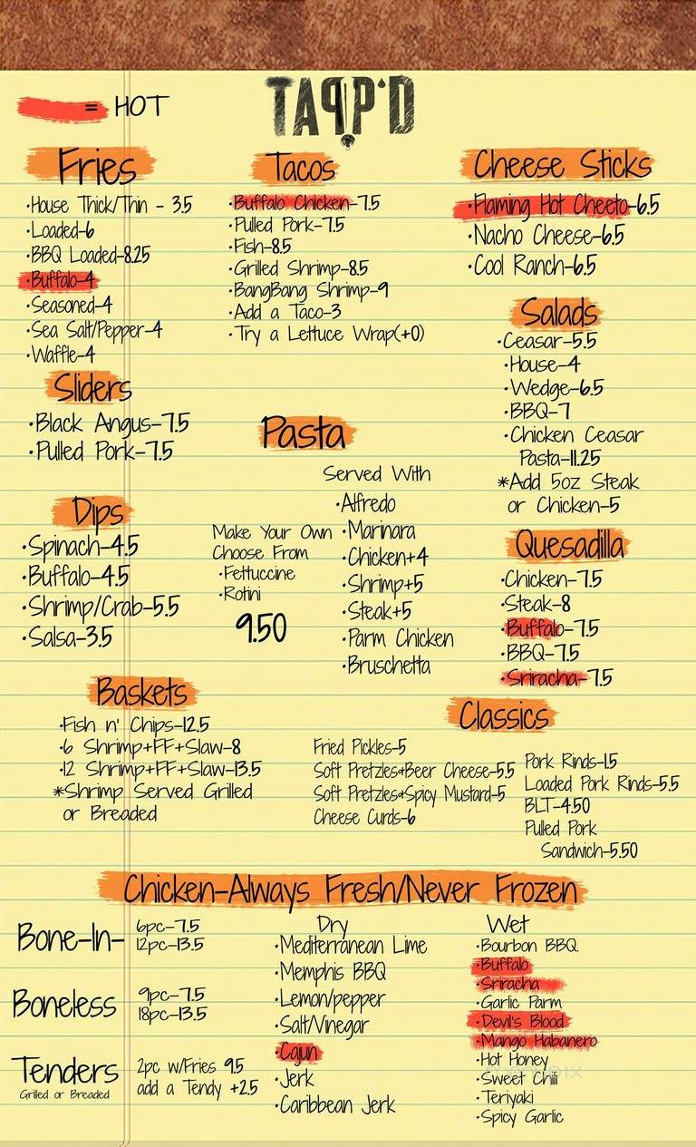 Tapp'd - Dyersburg, TN menu_pic
