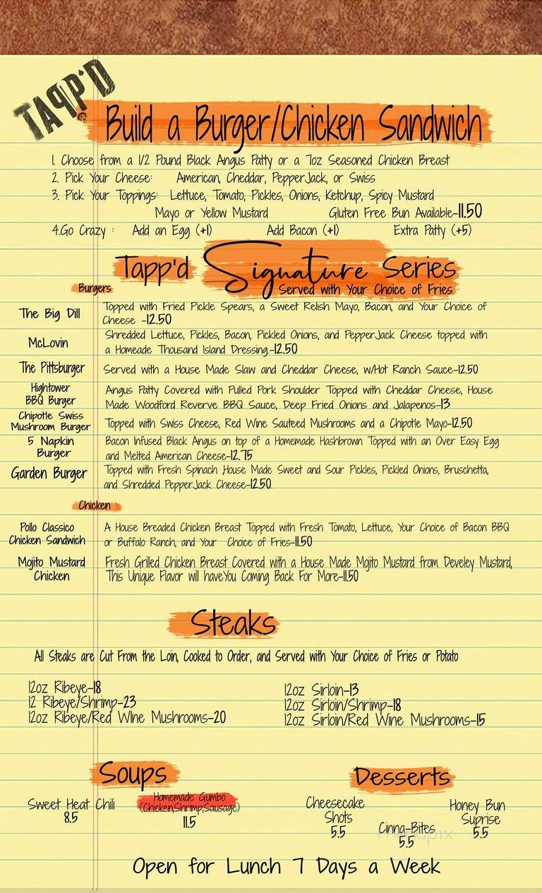 Tapp'd - Dyersburg, TN menu_pic