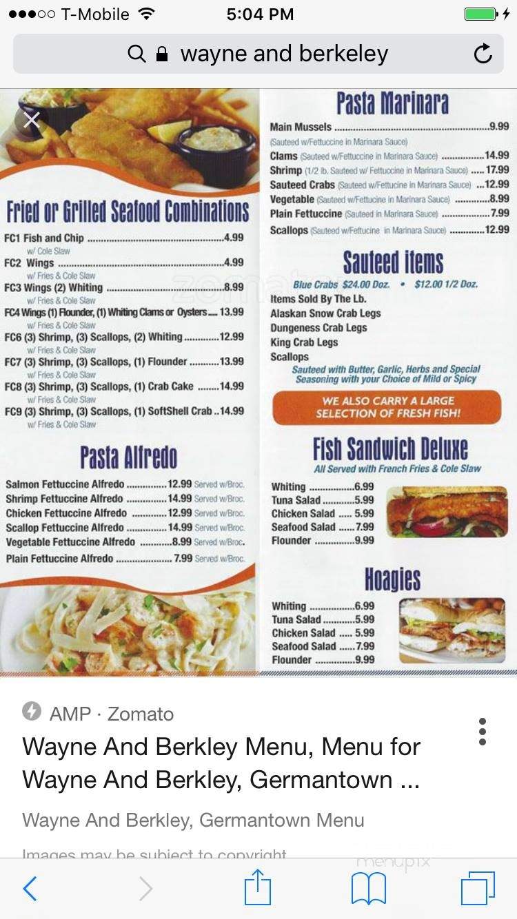 Wayne & Berkley - Philadelphia, PA menu_pic