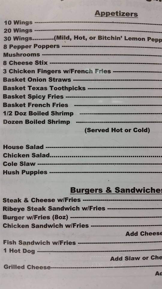 Menu of GA Peach Oyster Bar in Temple, GA 30179