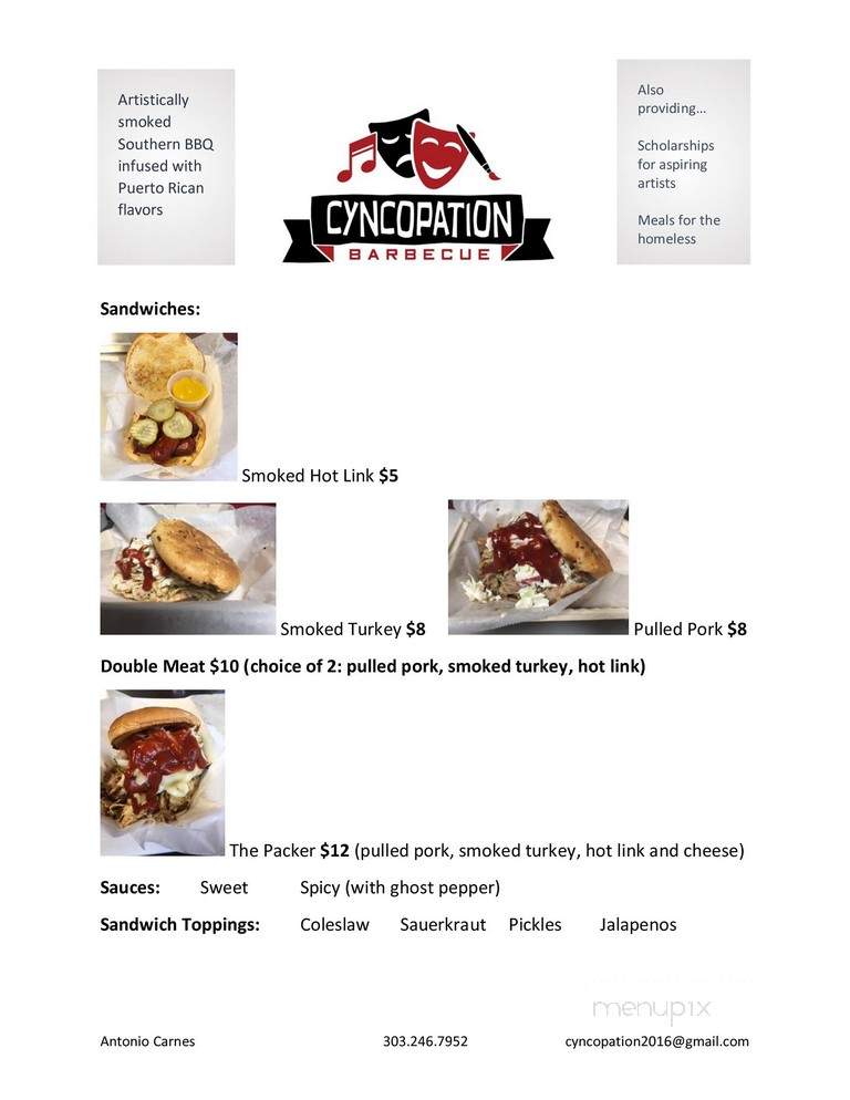 Cyncopation - Aurora, CO menu_pic