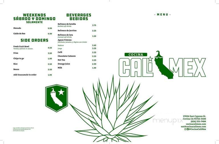Cocina Cali-Mex - Covina, CA menu_pic
